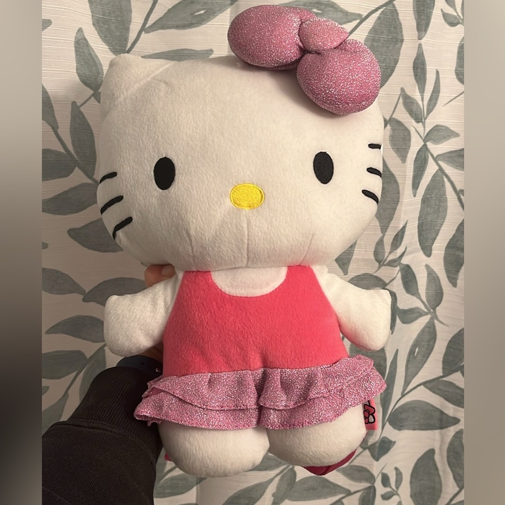 Sanrio 14” Hello Kitty Plush Bookbag Pink Metallic Skirt Pink Shirt